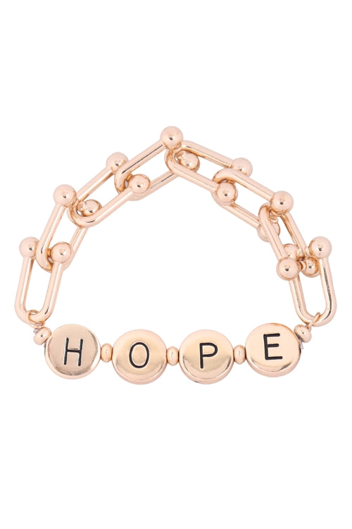 "HOPE" LINK CHAIN STRETCH BRACELET - GOLD